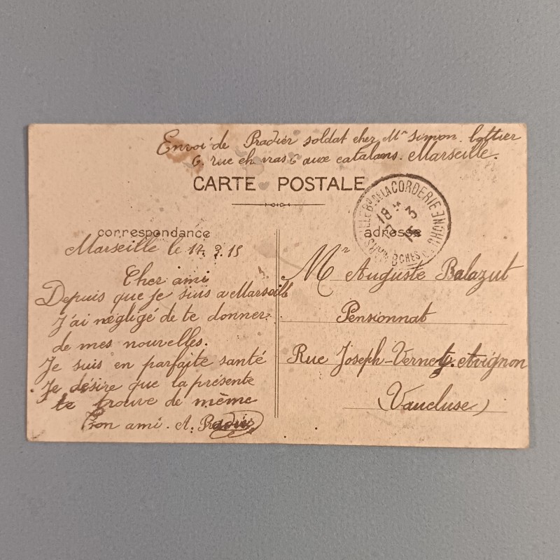CARTE POSTAL PATRIOTIQUE LE CHIEN AMBULANCIER GUERRE 1915 1918 ECRITE PAR LE SOLDAT PRADIER ET TAMPONNEE 1915